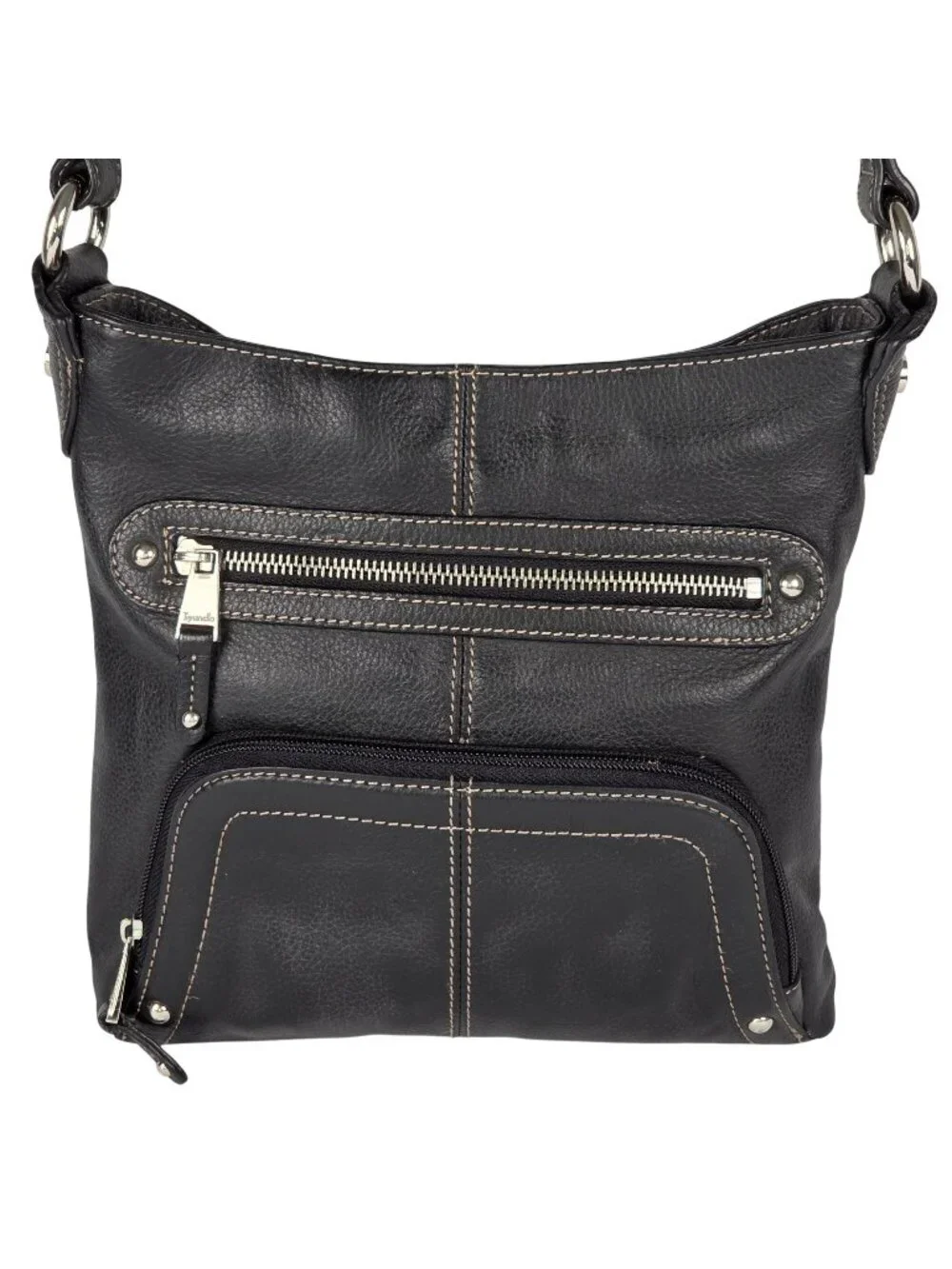 Tignanello Multi Pocket Organizer Crosssbody Bag Black Leather 10